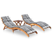 Set di 2 sdraio sedia a sdraio prendisole lettino da giardino terrazza arredamento da esterno con tavolo e cuscini in massello di acacia 02_0012107