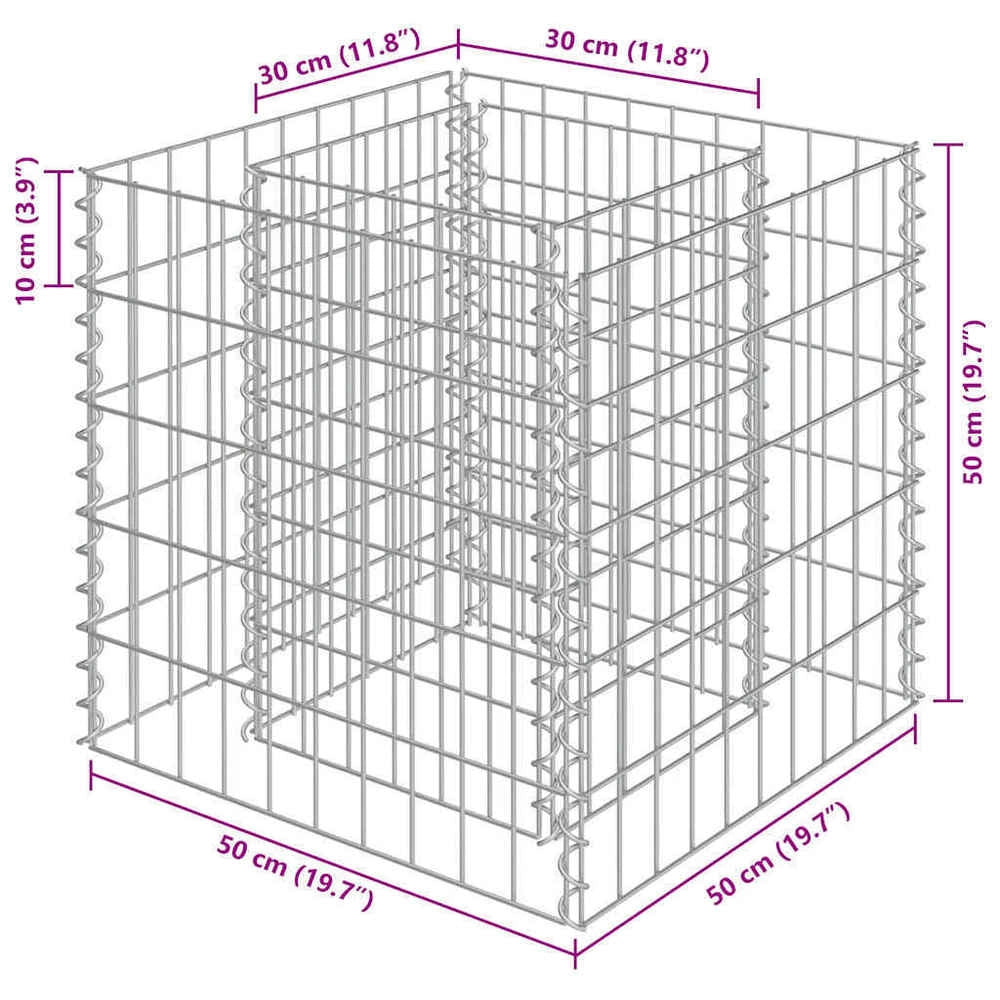 Gabion Raised Bed Galvanized Steel 50x50x50 Cm