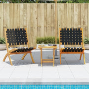 Sedie Pieghevoli Giardino 2 pz con Tavolino Nere Legno Massello 3214219