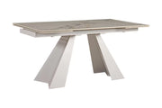 Tavolo moderno allungabile piano effetto marmo gold gambe bianche 160x90x78 - Mobili 2G