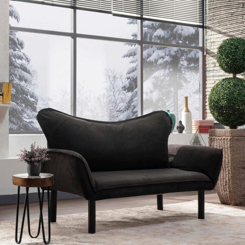 Hone, Divano Letto 2 Posti Contenitore, 140x65 cm Nero