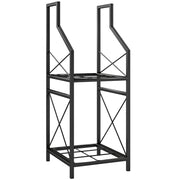 Portalegna a 2 Livelli 34x30x80cm per Interno Esterno in Metallo Nero