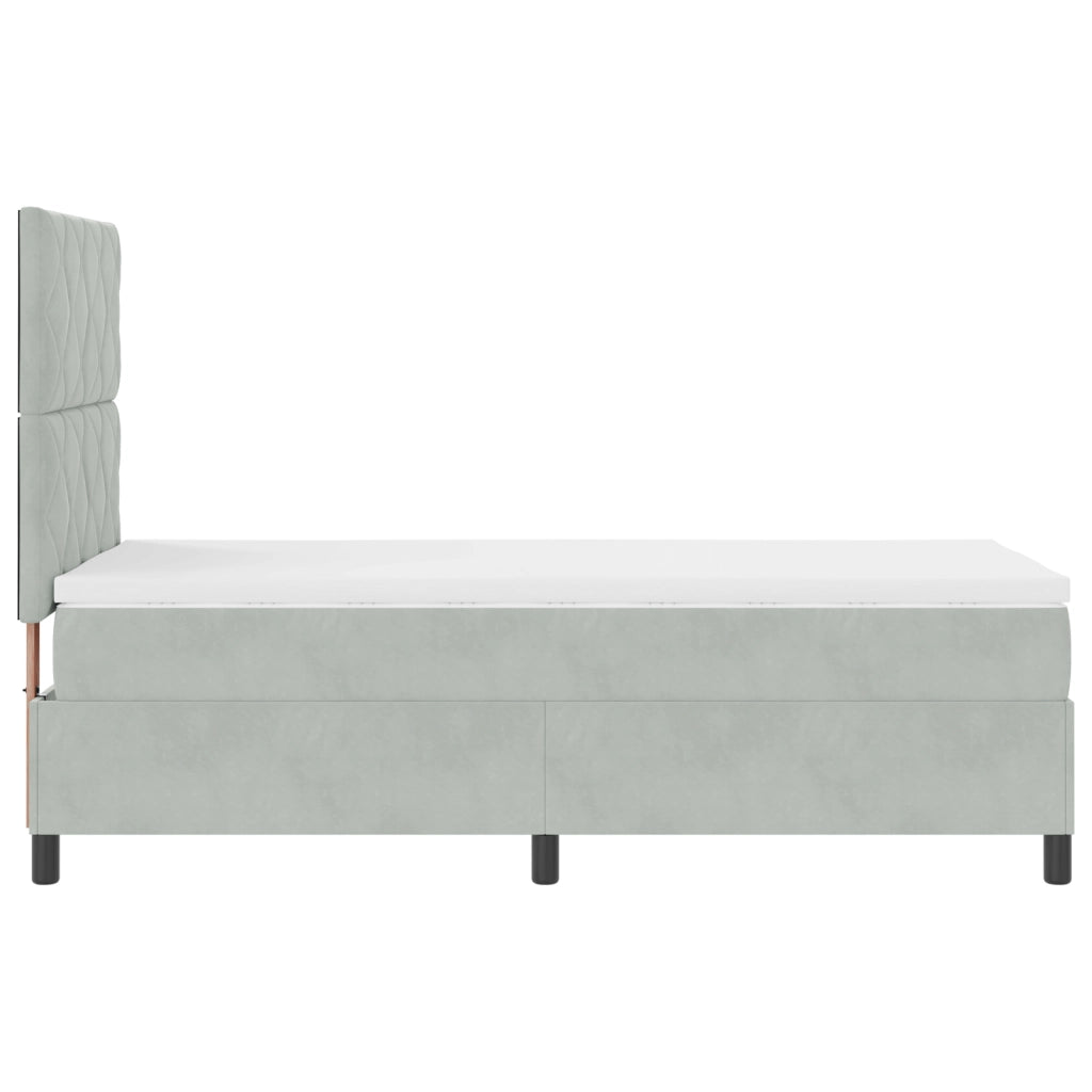 Letto con Box Spring e Materasso & Luce LED Grigio Chiaro 90x200 cm Velluto