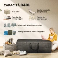 Sacca per Albero di Natale da 840L Impermeabile e UV30+, Tessuto Oxford 600D con Doppia Cerniera e Manici, Nero
