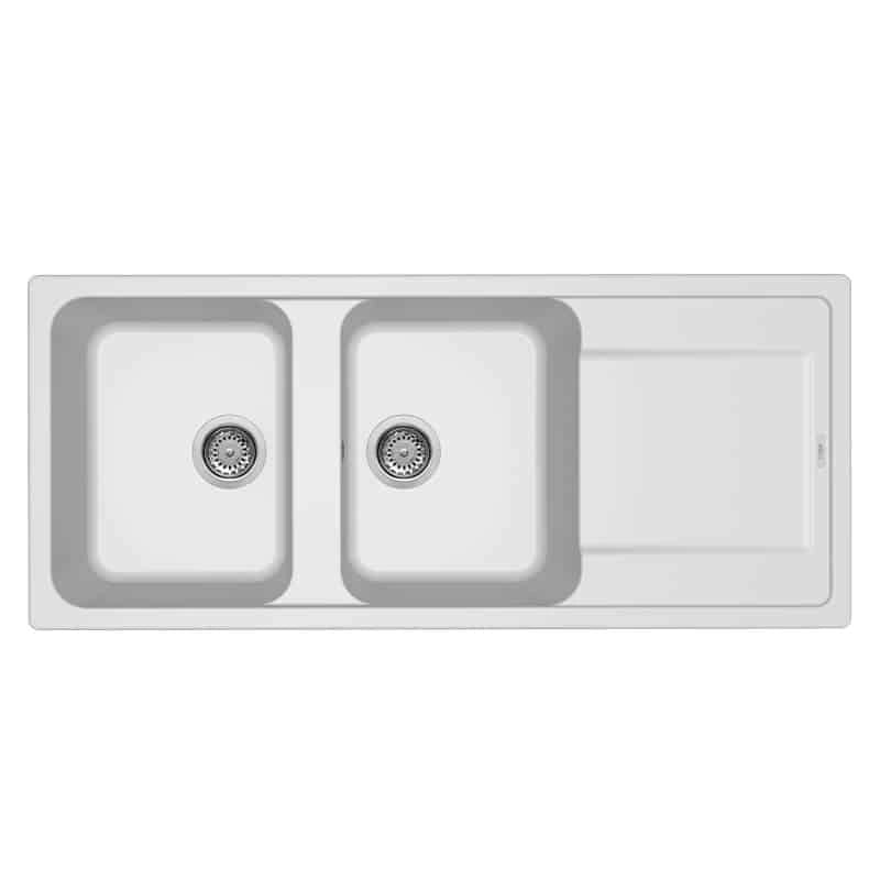 Lavello Elleci Incasso 2 vasche 116x50 Life 500 Granitek Bianco LG250068