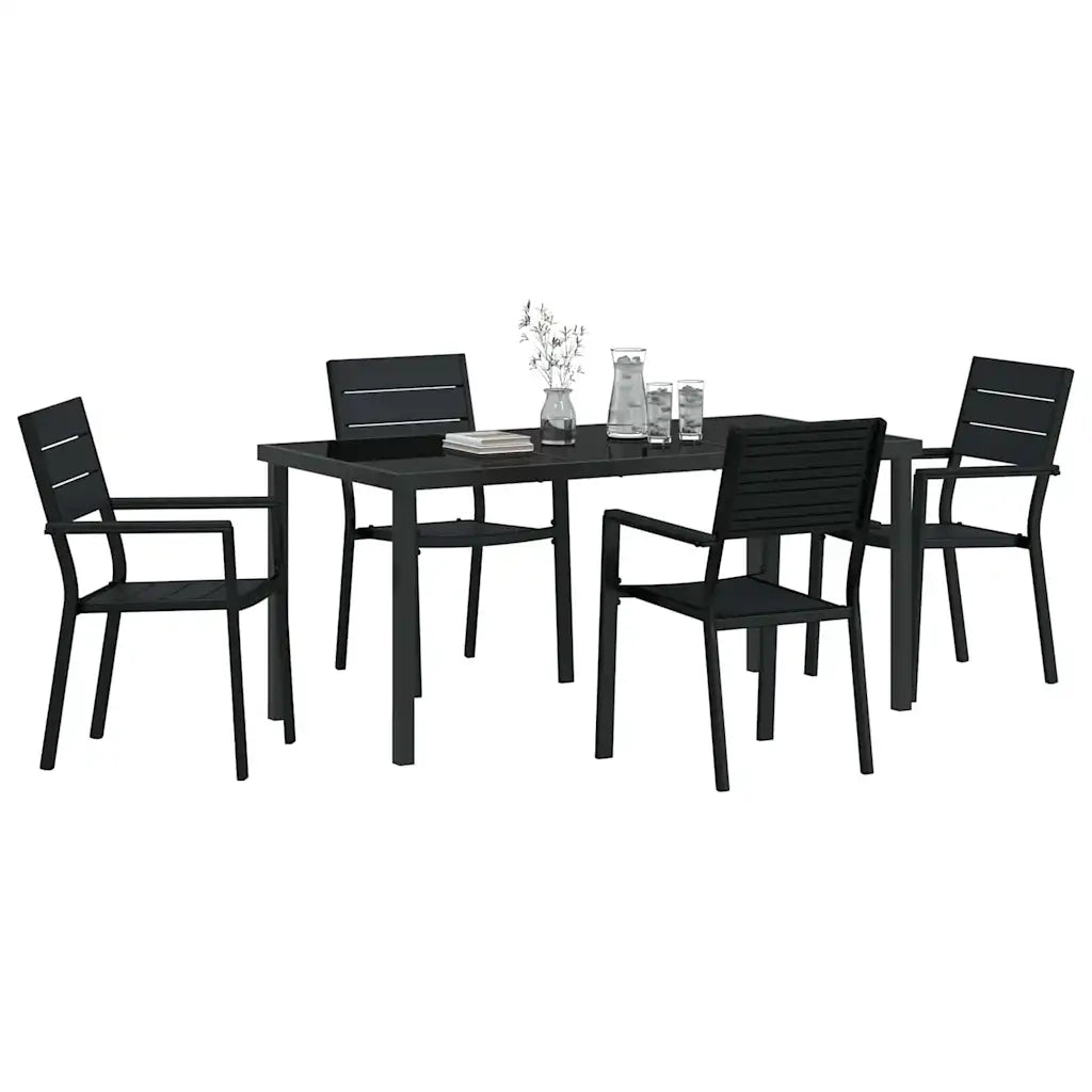 Set da Pranzo per Giardino 5 pcs Nero 3379145