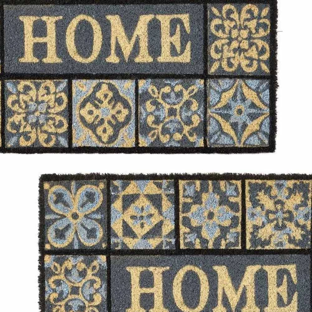 Zerbino Tappeto Ingresso Stile Mosaico Antiscivolo Fibra di Cocco Rettangolare
