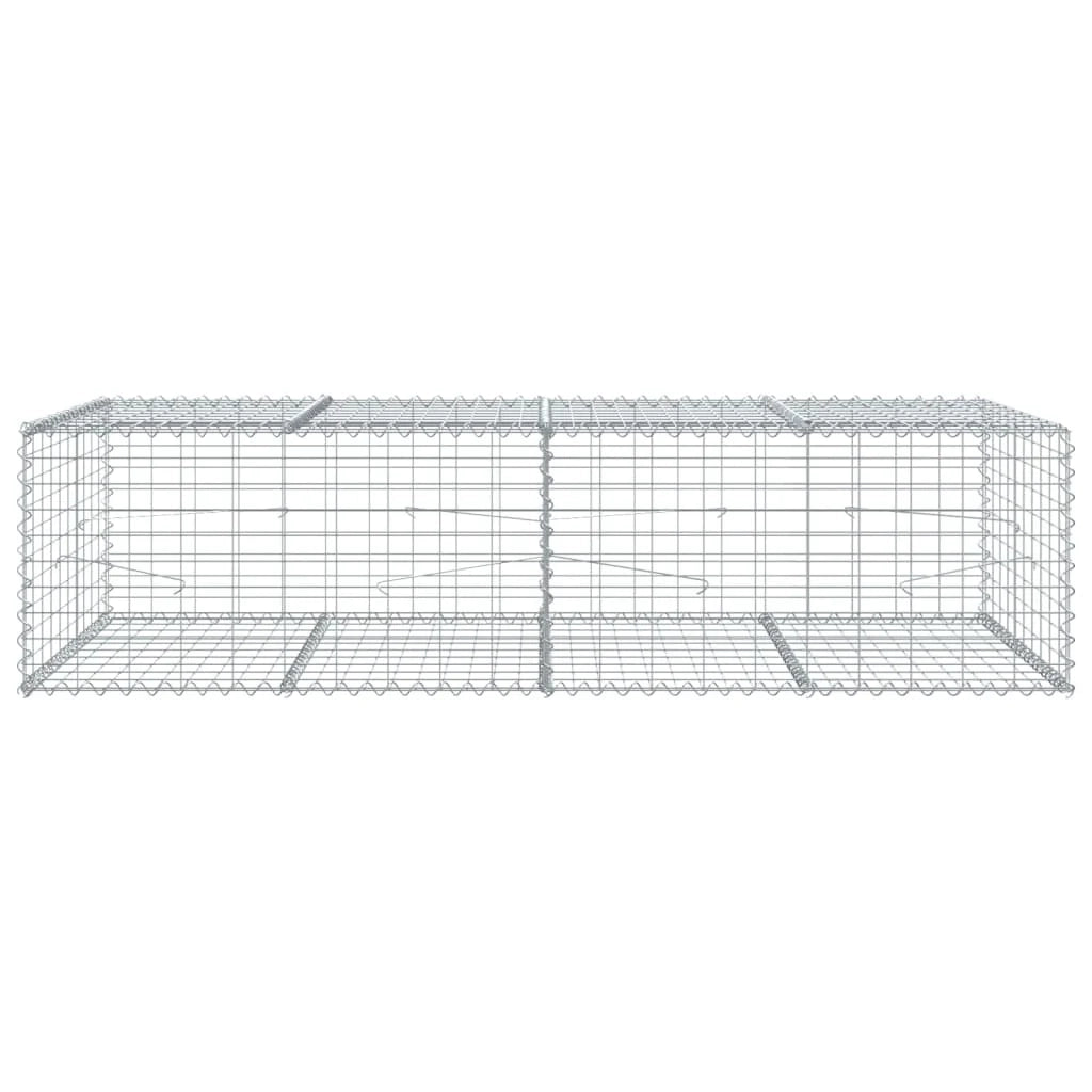Gabbione recinto a gabbia muro di contenimento con coperchio 200 x 100 x 50 cm ferro zincato argento 02_0040142