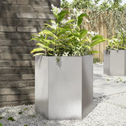 Fioriera da Giardino Esagono-Vaso da Esterno 46x40x45 cm in Acciaio