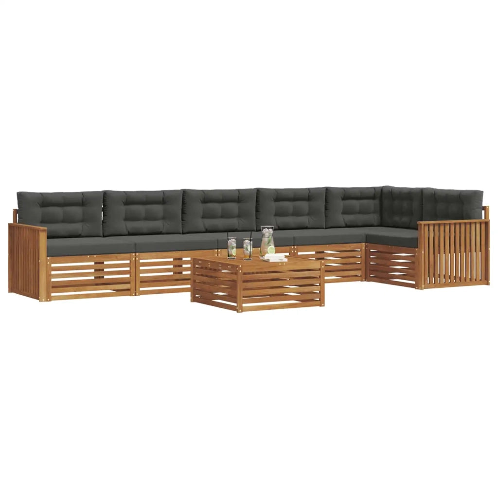 Set di divani da esterno con cuscino 7 pcs Naturale e Antracite 3373577
