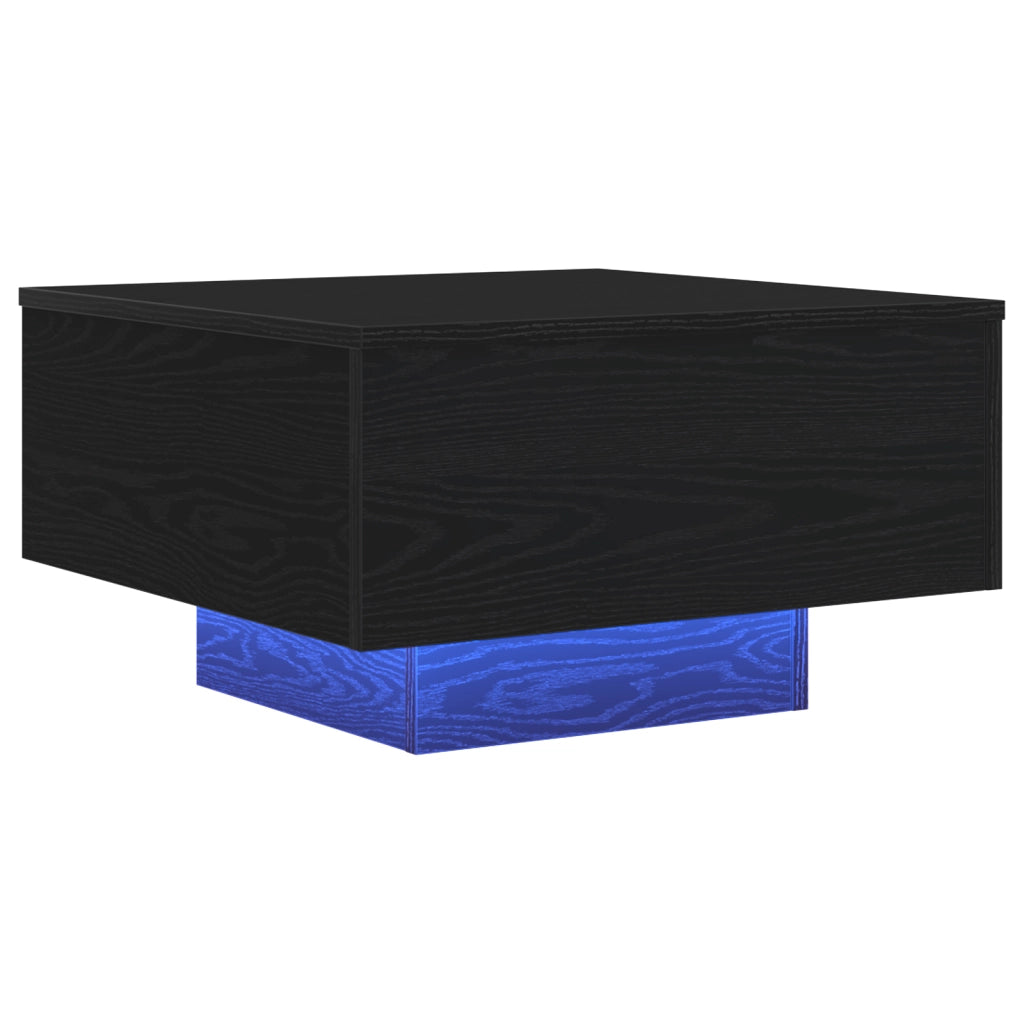 Tavolino da caffÃ¨  con luci LED Rovere Nero 55x55x31 cm