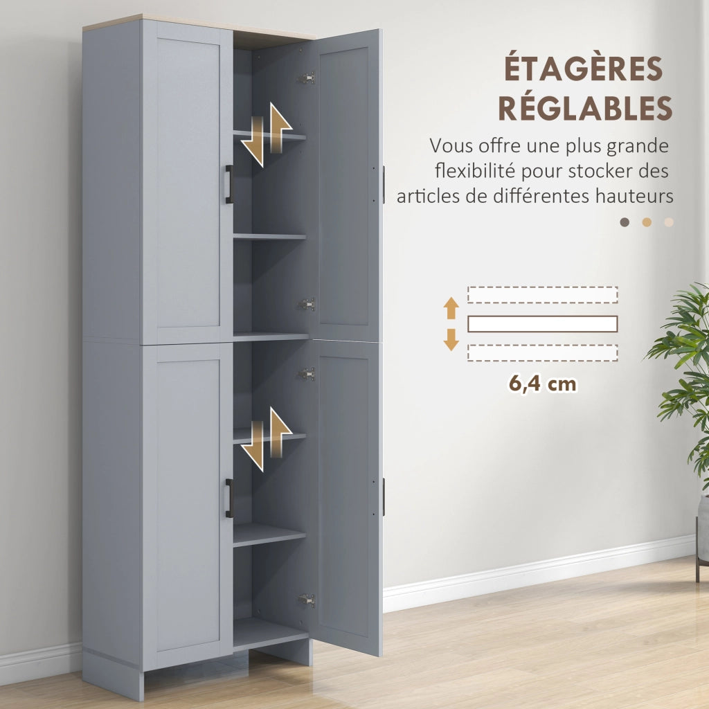 Credenza cucina 4 ante ¨C Xylo ¨C grigio 170 cm con ripiani regolabili