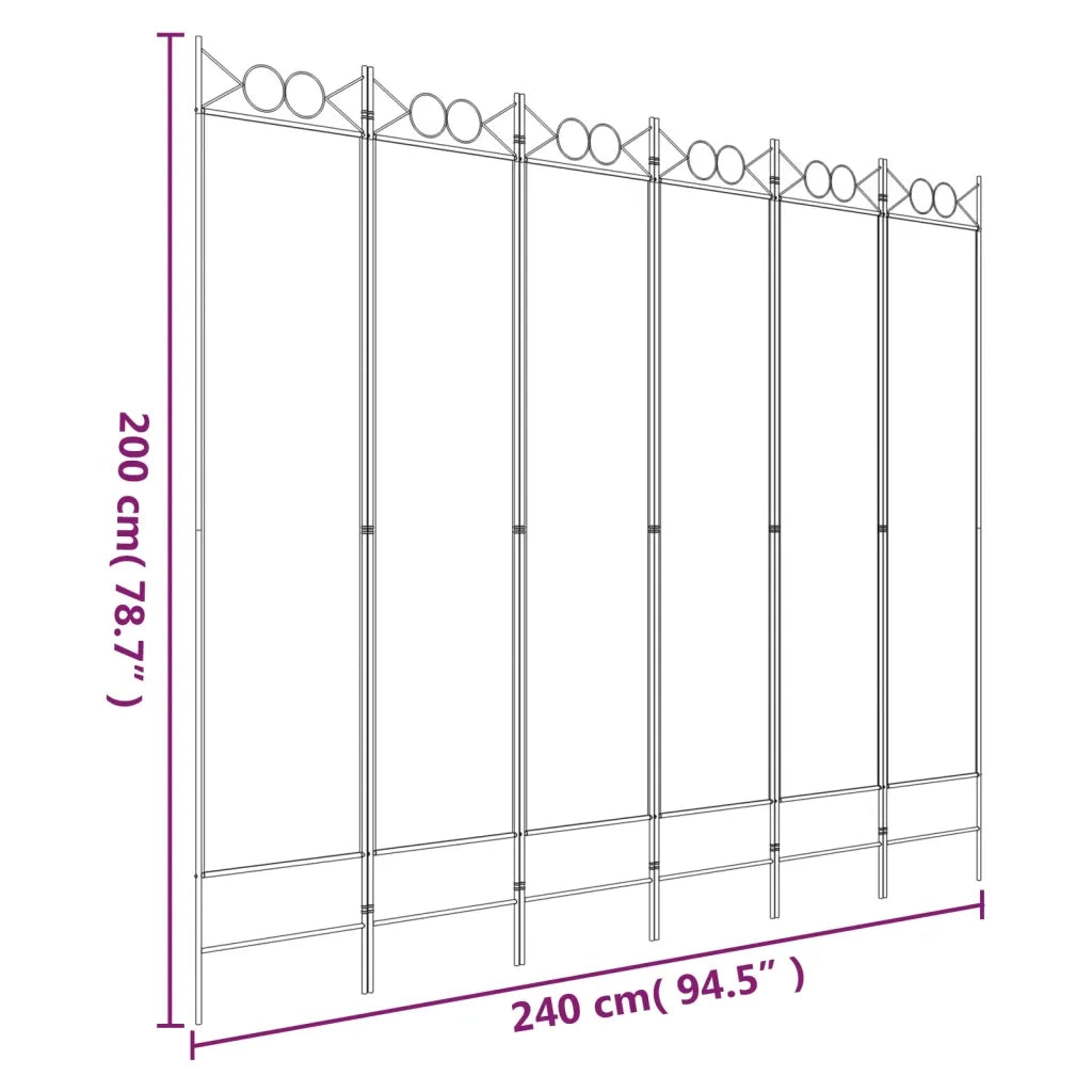 Divisorio a 6 Pannelli Antracite 240x200 cm Tessuto cod mxl 64122