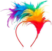 Fascinator con piume colorate, cappello per festa con piume arcobaleno per Pasqua, matrimoni, feste di tè, carnivale