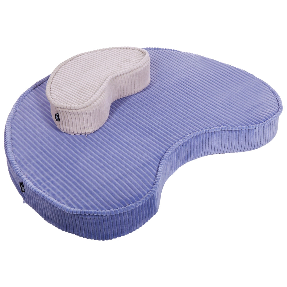 Set di 2 cuscini da terra in velluto a coste a forma di fagiolo viola e beige cameretta soggiorno