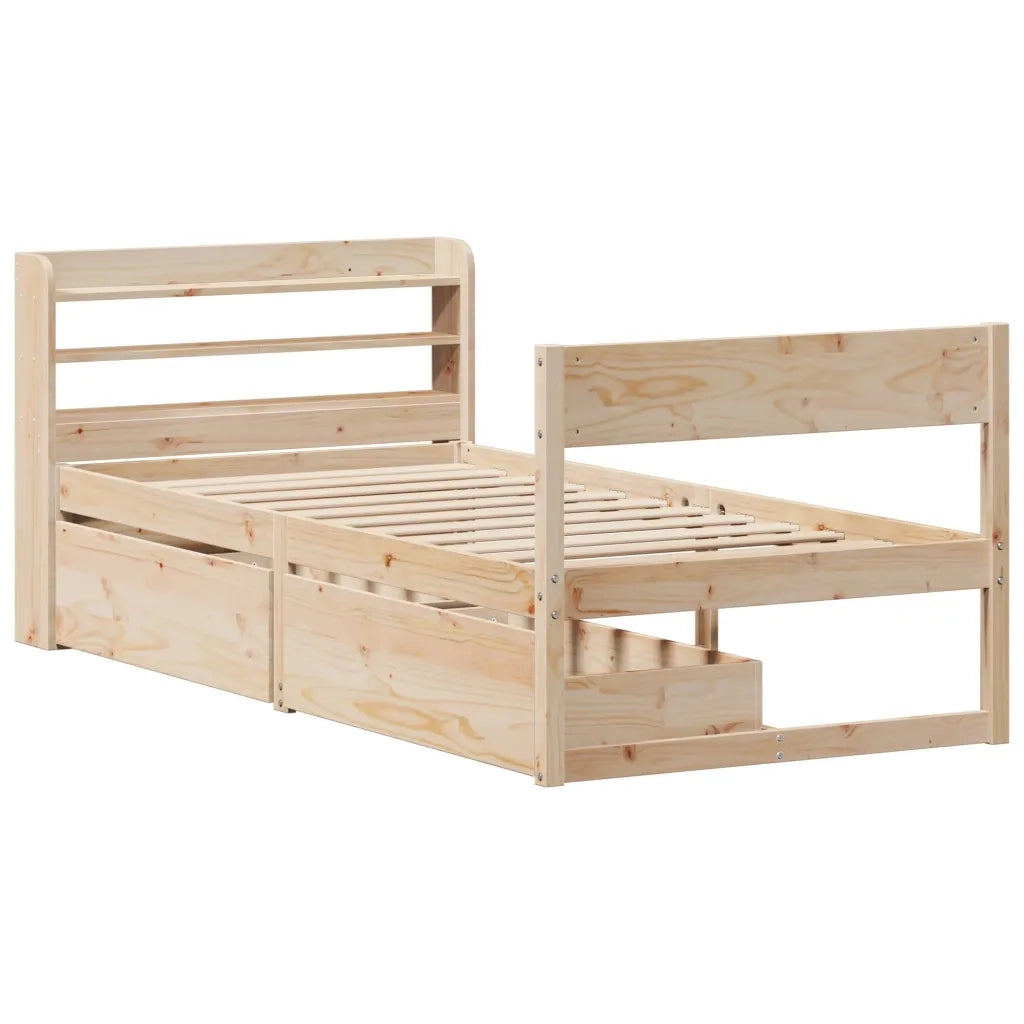 Letto senza Materasso-Struttura Letto 90x190 cm in Legno Massello di Pino 849162
