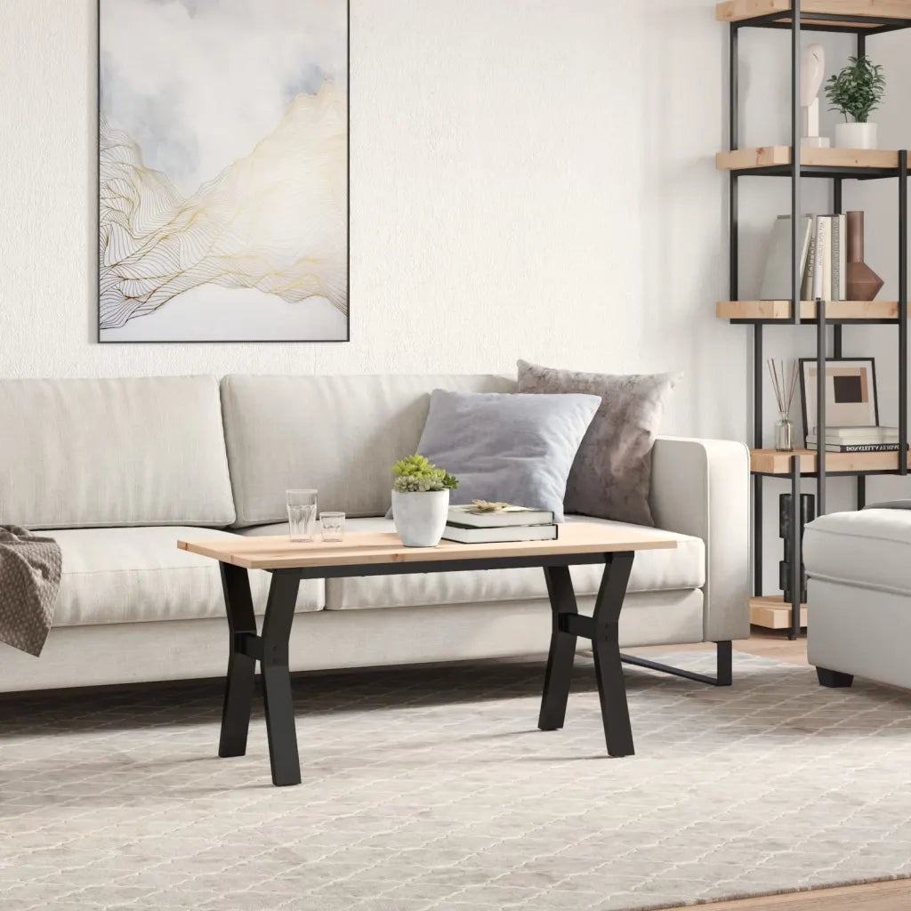 Tavolino Salotto Telaio a Y 100x50x45 cm Legno Pino e Acciaio