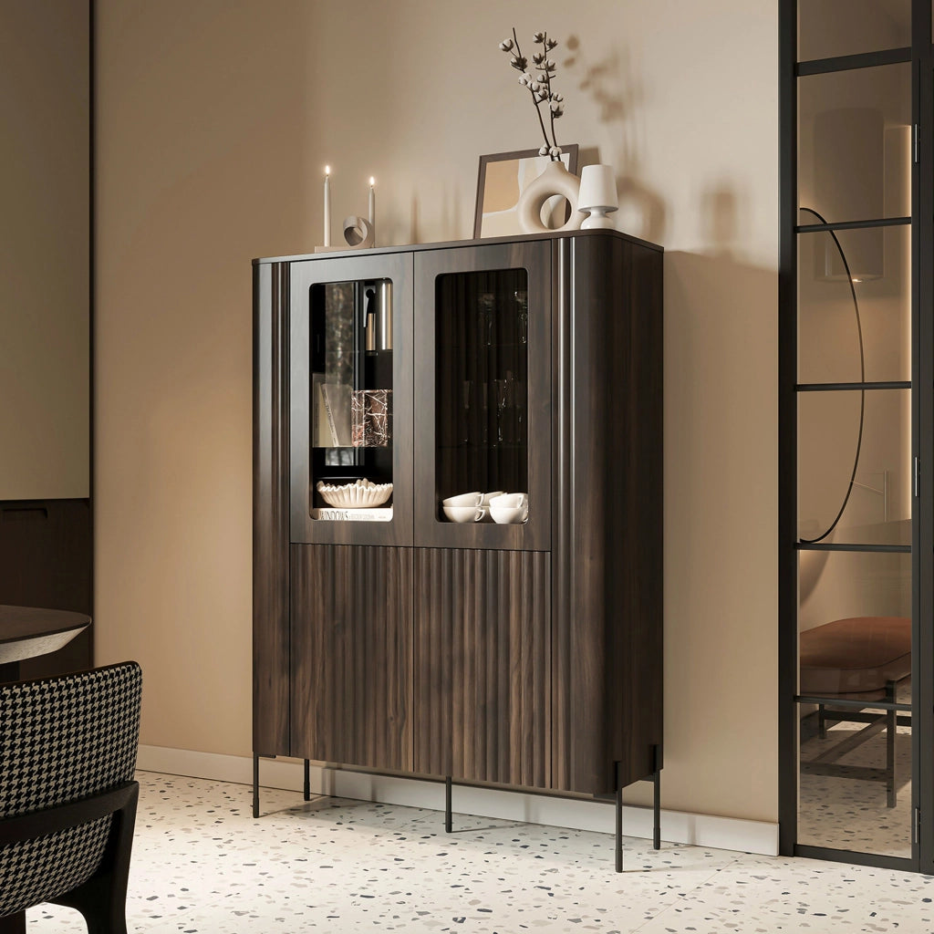 Mobile Espositore Cimino, Vetrina 8 Ripiani, 110x40x160h cm Marrone Noce