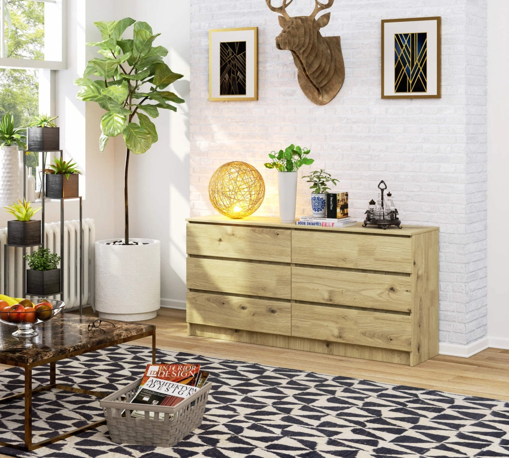 Cassettiera AKORD K160 Quercia Artisan 160 cm 6 cassetti 160x40x77 cm