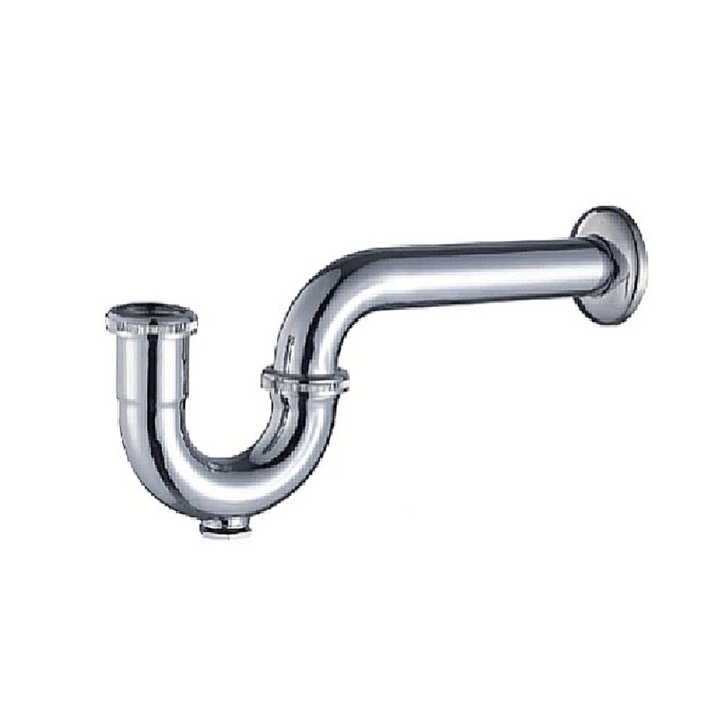 Trade Shop - Scarico Sifone A S Con Tappo Ispezionabile Per Bidet Curvo Cromato 1" 1/4 -