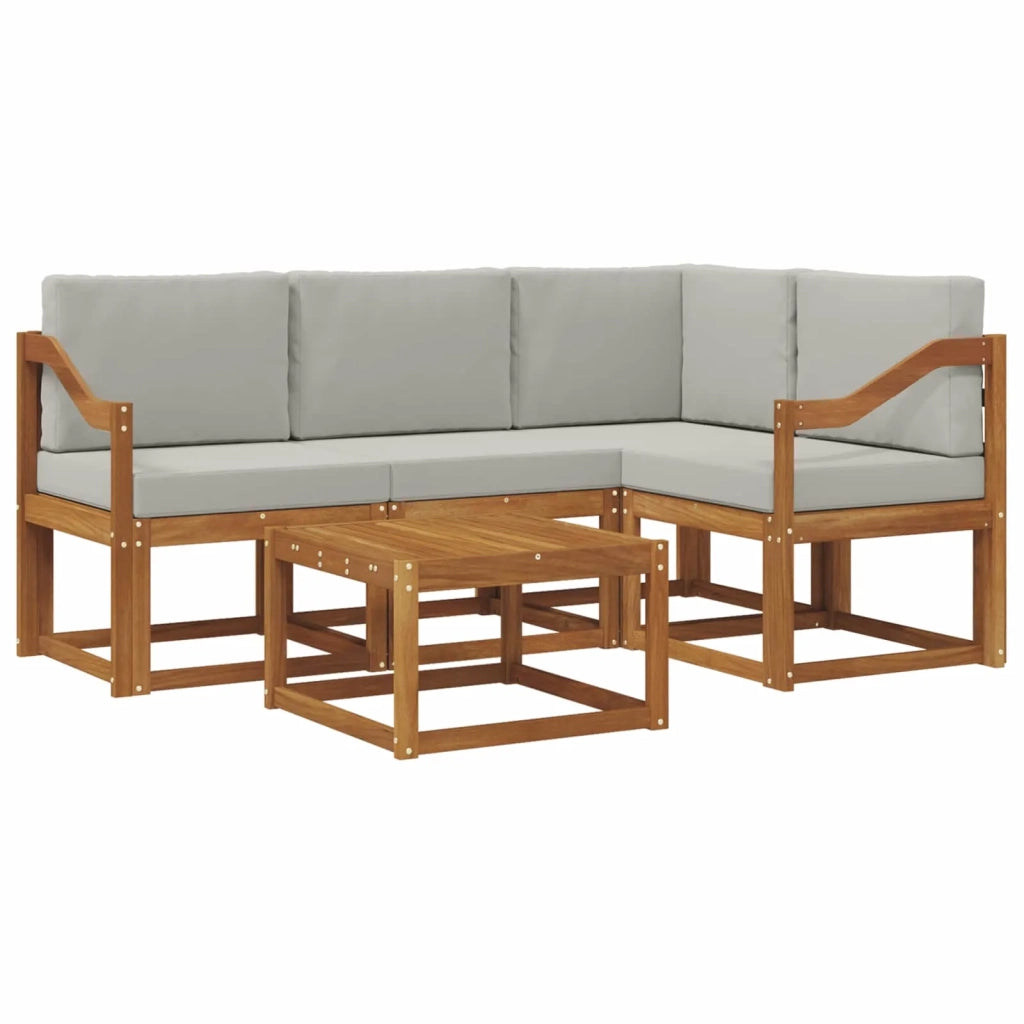 Set di divani da esterno 5 pcs Grigio Naturale e Chiaro