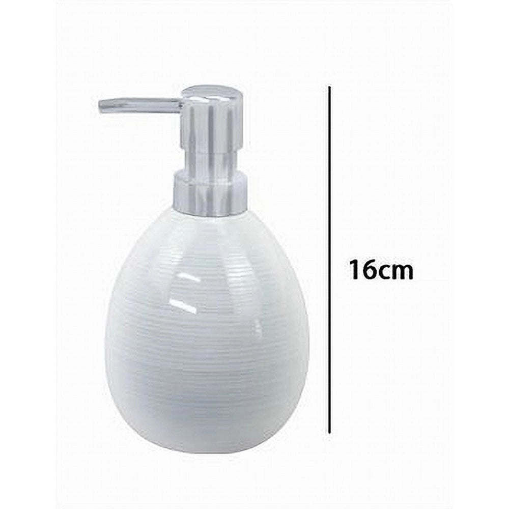 Trade Shop - Dispenser Sapone Liquido Ceramica Striato Erogatore Silver Accessori Bagno 59869 -