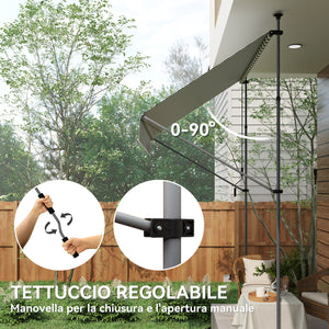 Tenda da Sole a Manovella Autoportante 2x1,2 m in Poliestere Verde e Bianco