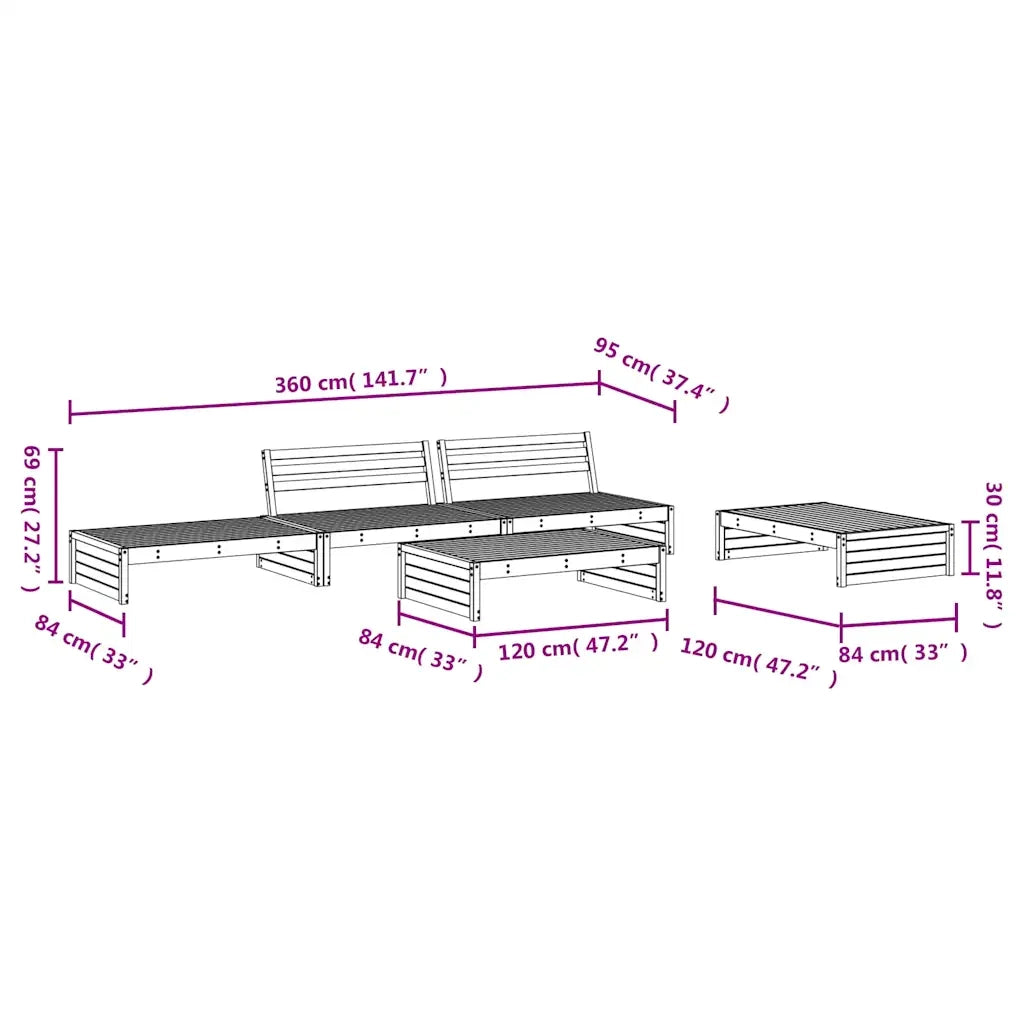 Set Salotto da Giardino 5 pz in Legno Massello di Douglas 3186639