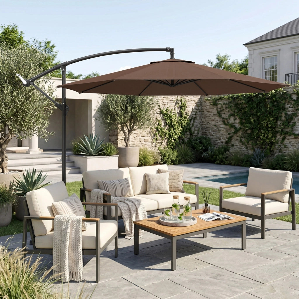Parasole da Giardino ?295 cm Inclinabile ¨C zephmum ¨C Marrone, Acciaio