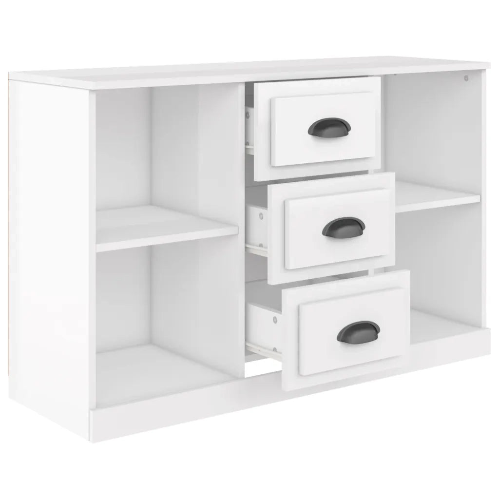Credenza Bianco Lucido 104,5x35,5x67,5 cm in Legno Multistrato 816234