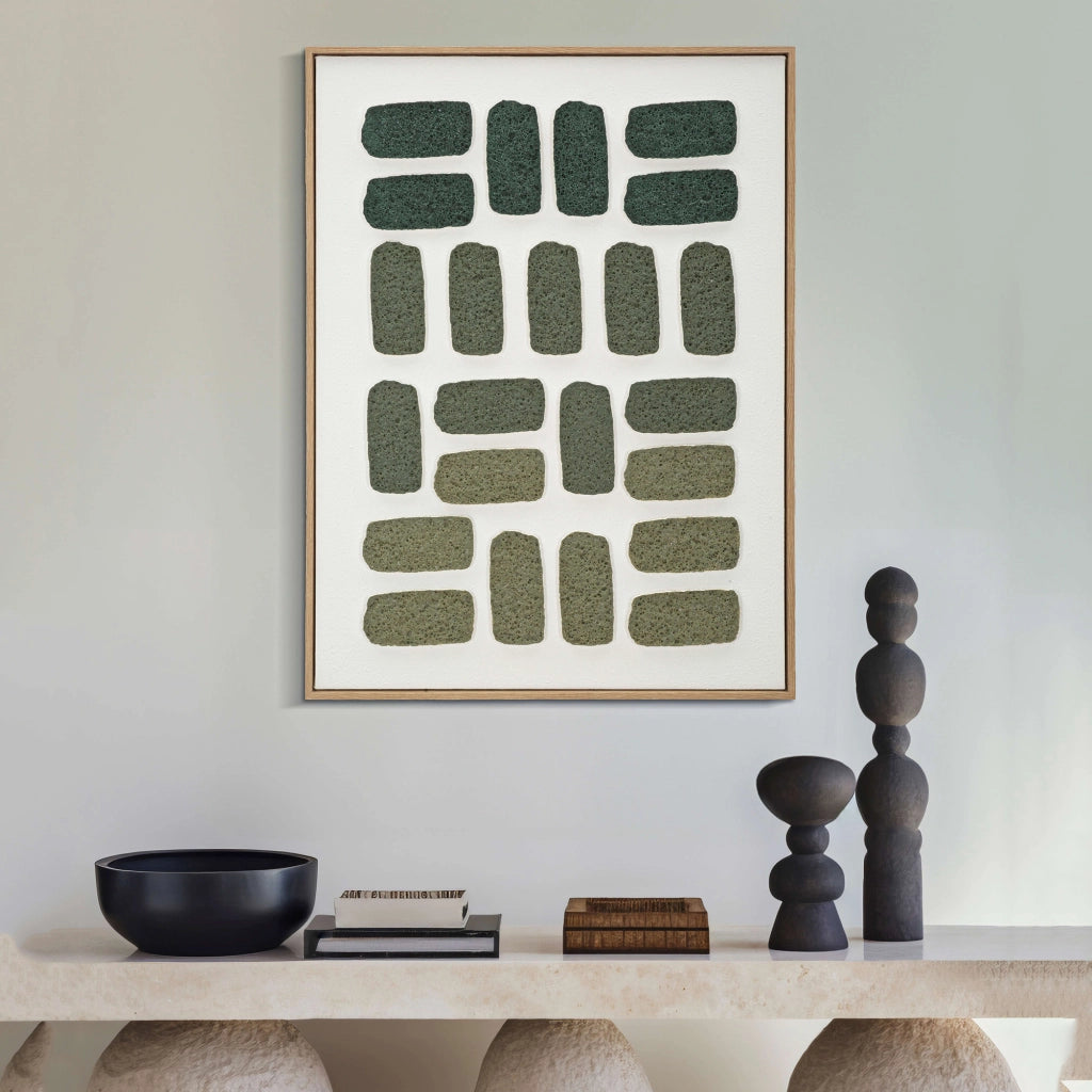 Bamase, Quadro Effetto Rilievo e Texture Materica, 60x80h cm Verde