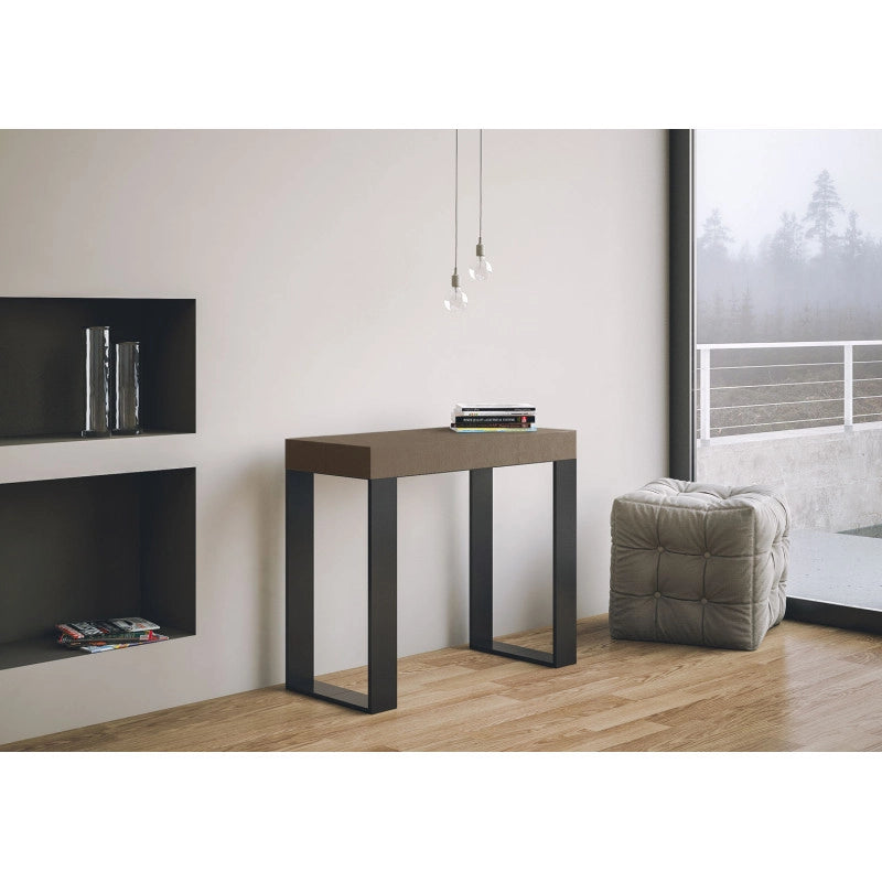 Consolle allungabile 90x40/196 cm Tecno Small Premium telaio Antracite - Tortora