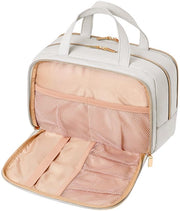 Toilettes da viaggio per donne, 10L grande toilette impermeabile con sacchetto umido, borsa da trucco portatile, organizzatore per toilette per trucco, accessori, shampoo, borse da toilette, uso quotidiano, grigio chiaro