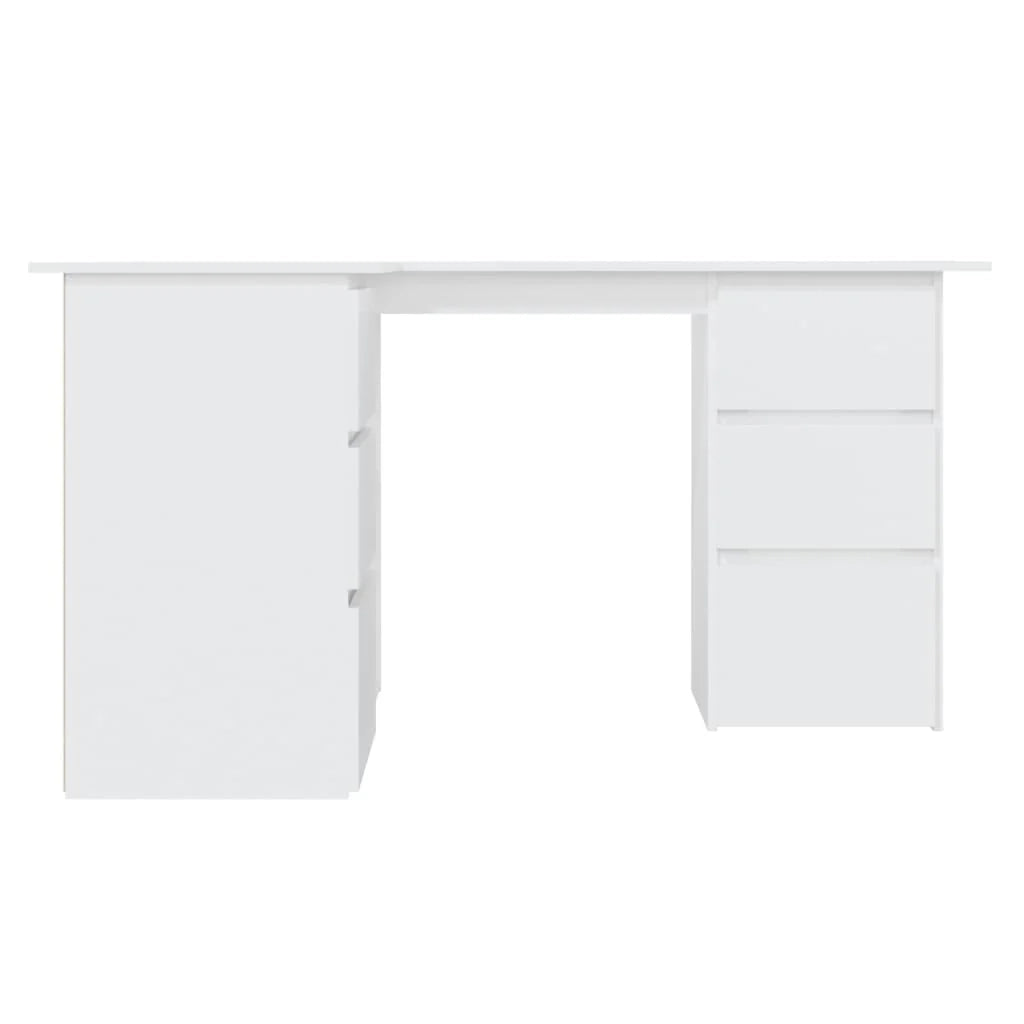 Scrivania tavolo postazione di lavoro mobile per computer scrivania angolare 145 x 100 x 76 cm legno ingegnerizzato bianco 02_0023666