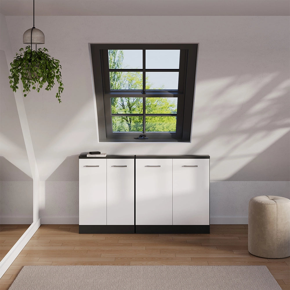 Vicco Mobile sottotetto Bianco lucido/antracite con 2 porte