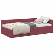 Letto singolo | Letto per adulti | Cornice del letto ad angolo Rosso Vino 90 cm x 190 cm Tessuto