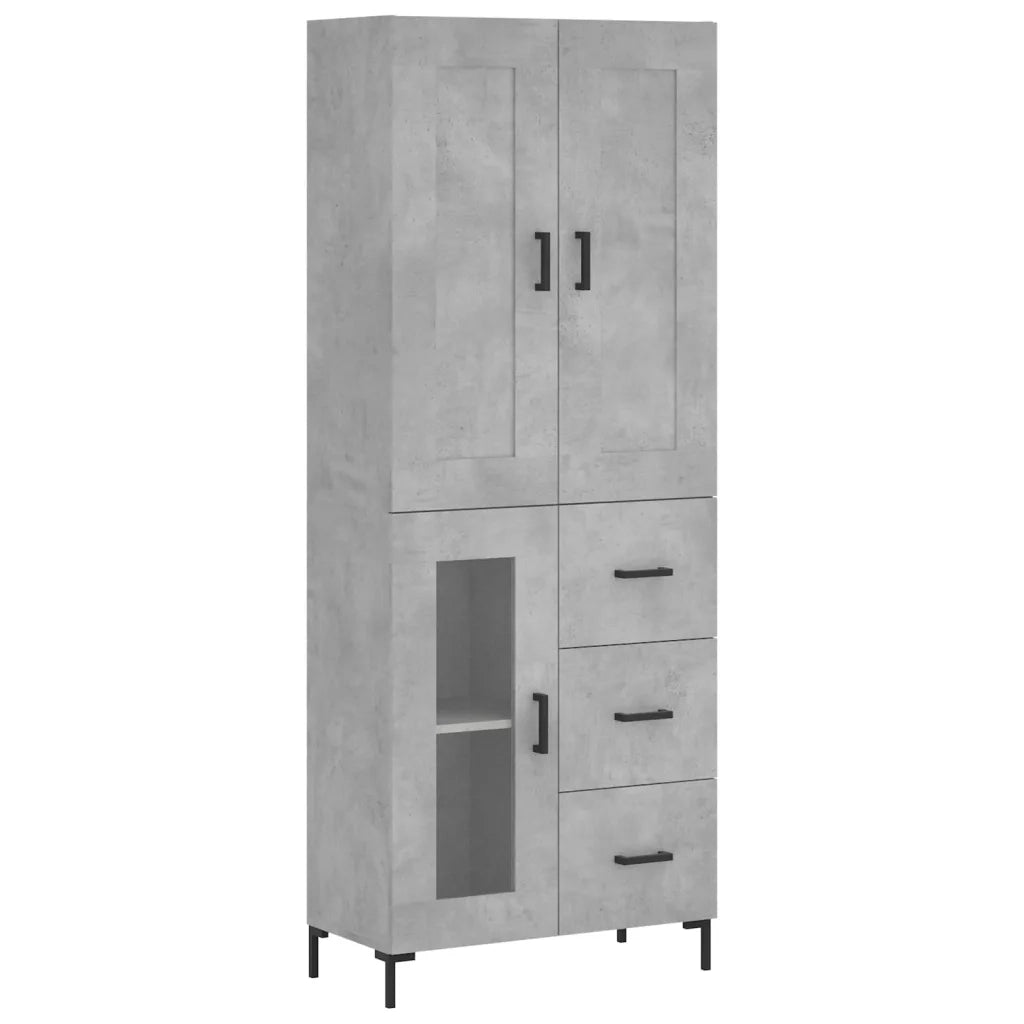 Credenza-Buffet-Armadio da cucina Grigio Cemento 69,5x34x180 cm in Legno Multistrato 266433