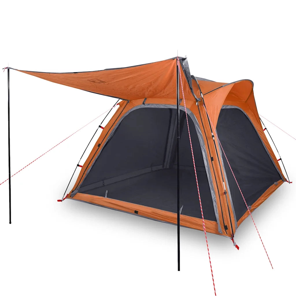 Tenda campeggio | Tenda da campo 4 Persone Grigio e Arancione Impermeabile