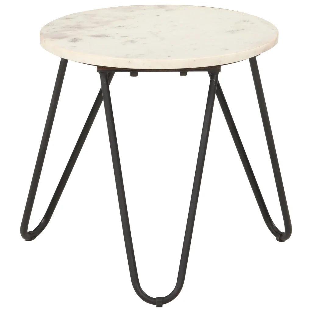 Tavolino da Salotto Bianco 40x40x40cm Pietra Vera Testura Marmo 286443