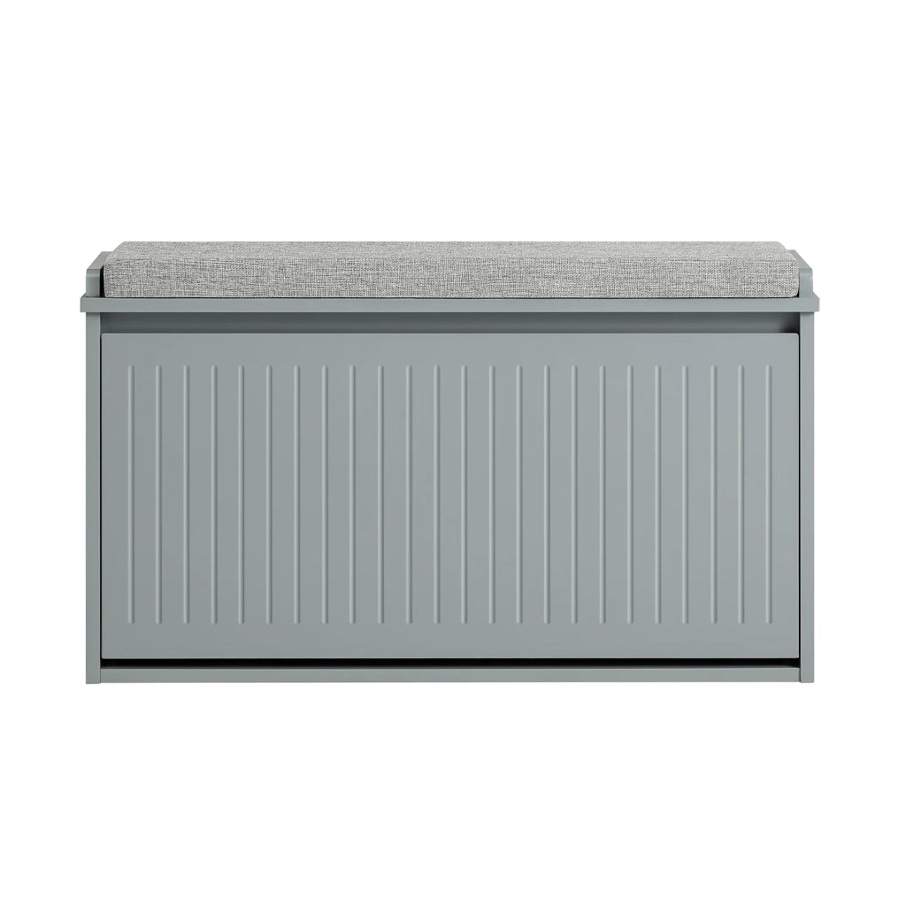 Panca scarpiera, Scarpiera con patta e cuscino per scarpe, Grigio 80x26x45cm FSR98-L-HG