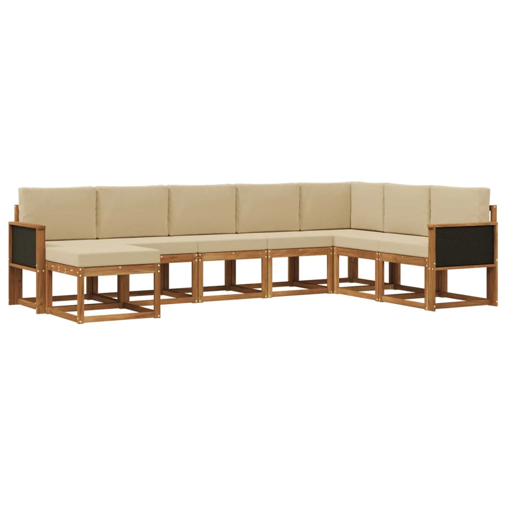 Set di divani da esterno 8 pz Naturale e Beige 3385444