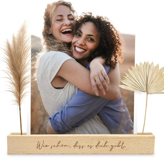Set di Carte in Legno da 2 – Ti Auguri – Cartellino per Carte in Legno con Download di Cartolina – Supporto per Foto, Standa per Foto, Cadeau per Foto, Ti Auguri Cadeau