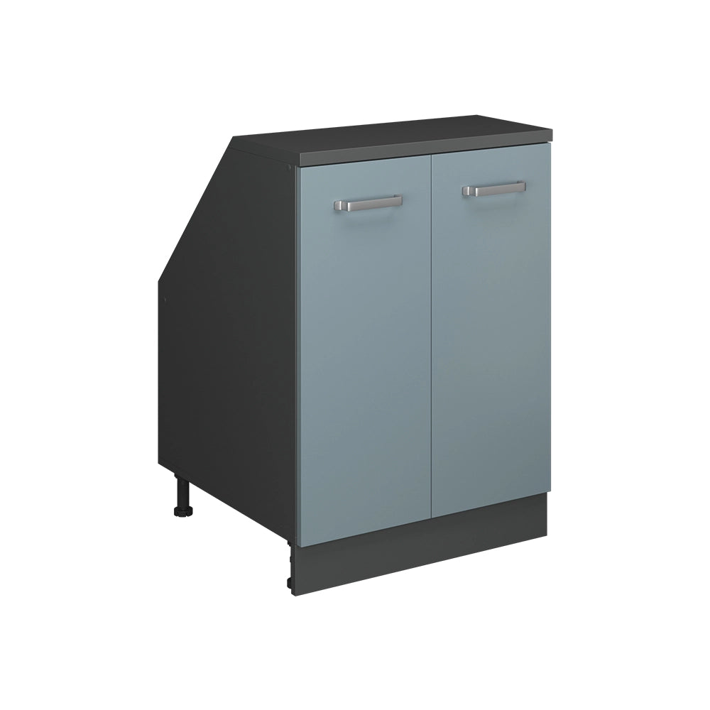 Mobile cucina sottotetto R-Line Grigio-blu/Antracite 60 cm con 2 porte, carcassa 60 cm profondità Vicco