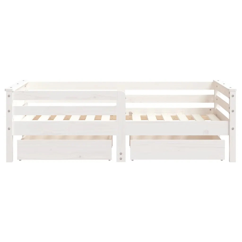 Giroletto Bambini | Letto Infantile | Lettino con Cassetti Bianco 70x140cm Massello di Pino