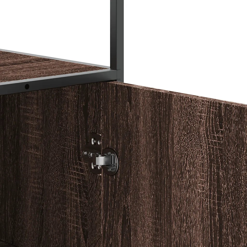 Credenza Rovere Marrone 68x35x139 cm Legno Multistrato Metallo