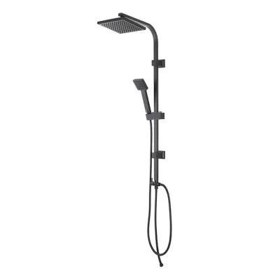 Colonna doccia regolabile H 93 in acciaio nero opaco soffione 19x19