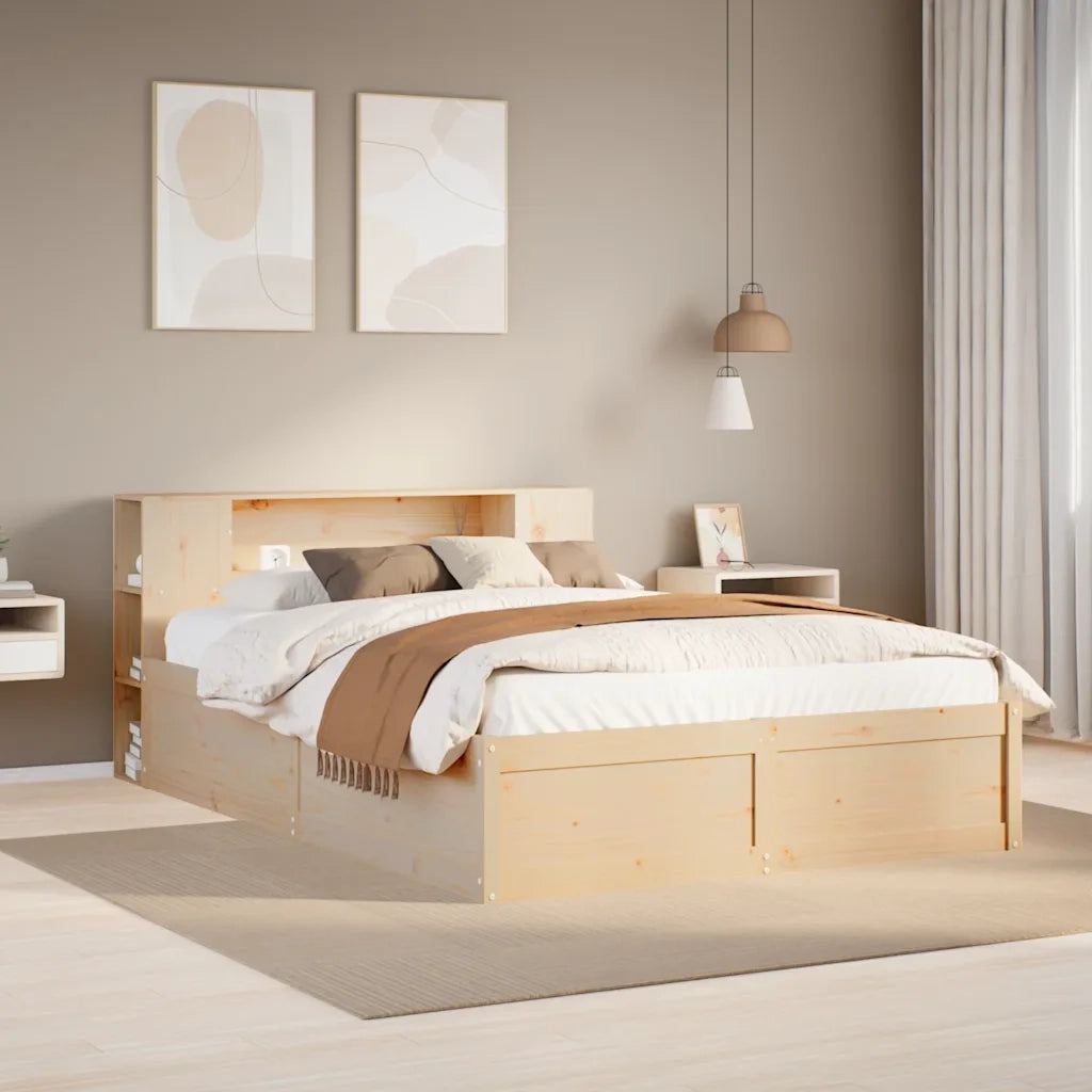 Letto senza Materasso-Struttura Letto 135x190 cm in Legno Massello di Pino 379773