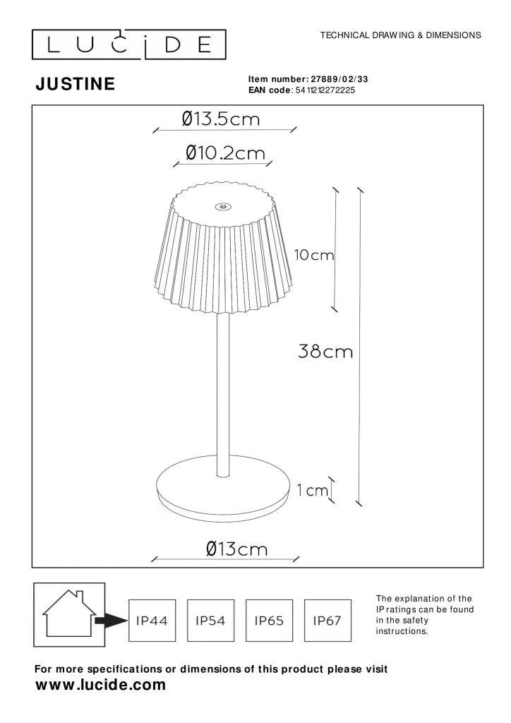 Lampada da tavolo esterna LED 2W a batteria verde Justine Lucide