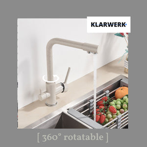 FELIX | Rubinetto per acqua potabile a 3 vie color beige sabbia | miscelatore da cucina ad osmosi in acciaio inossidabile | Filtro 3 connessioni