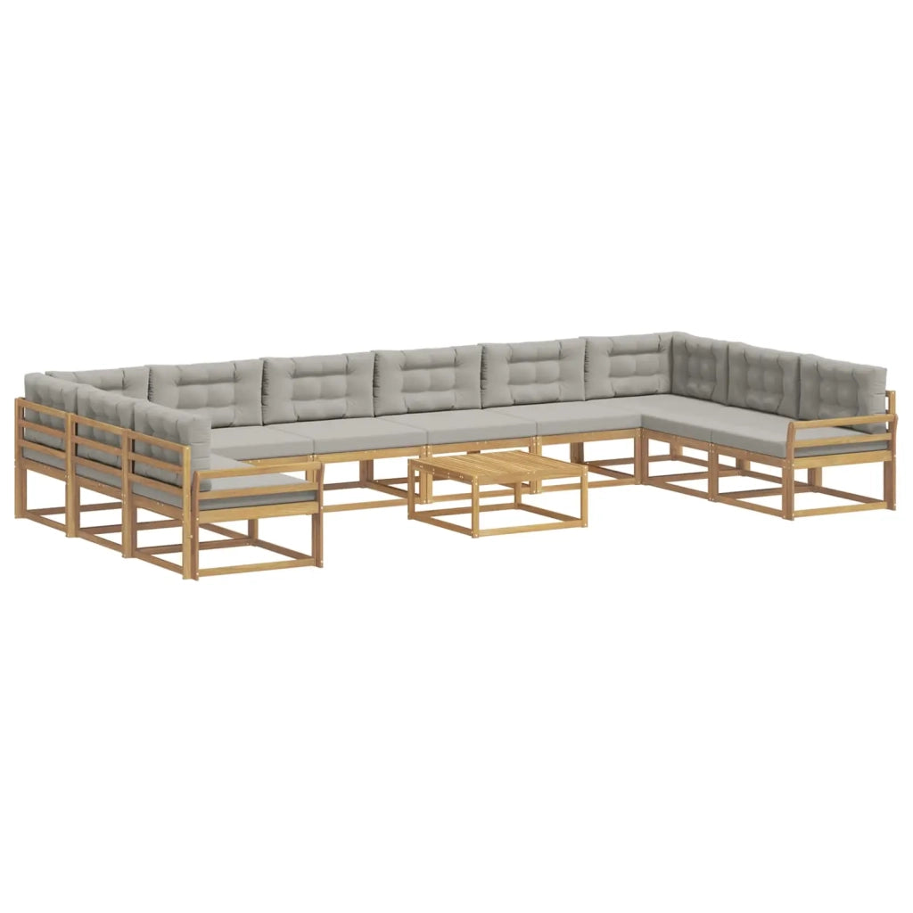 Set di divani da esterno 11 pz Bianco e Grigio Chiaro 3387140